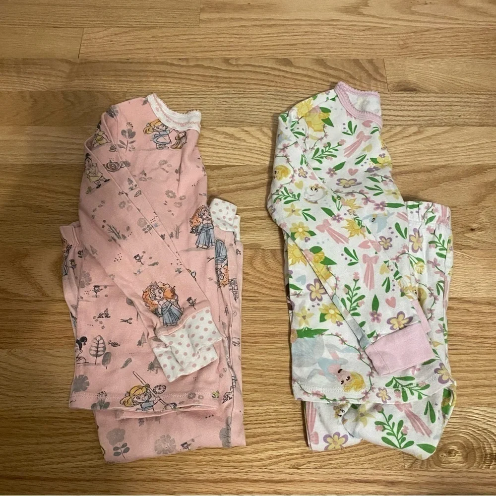 Disney Princess Pajama Set Bundle Sz 5 Tiana Merida Cinderella Animator Baby